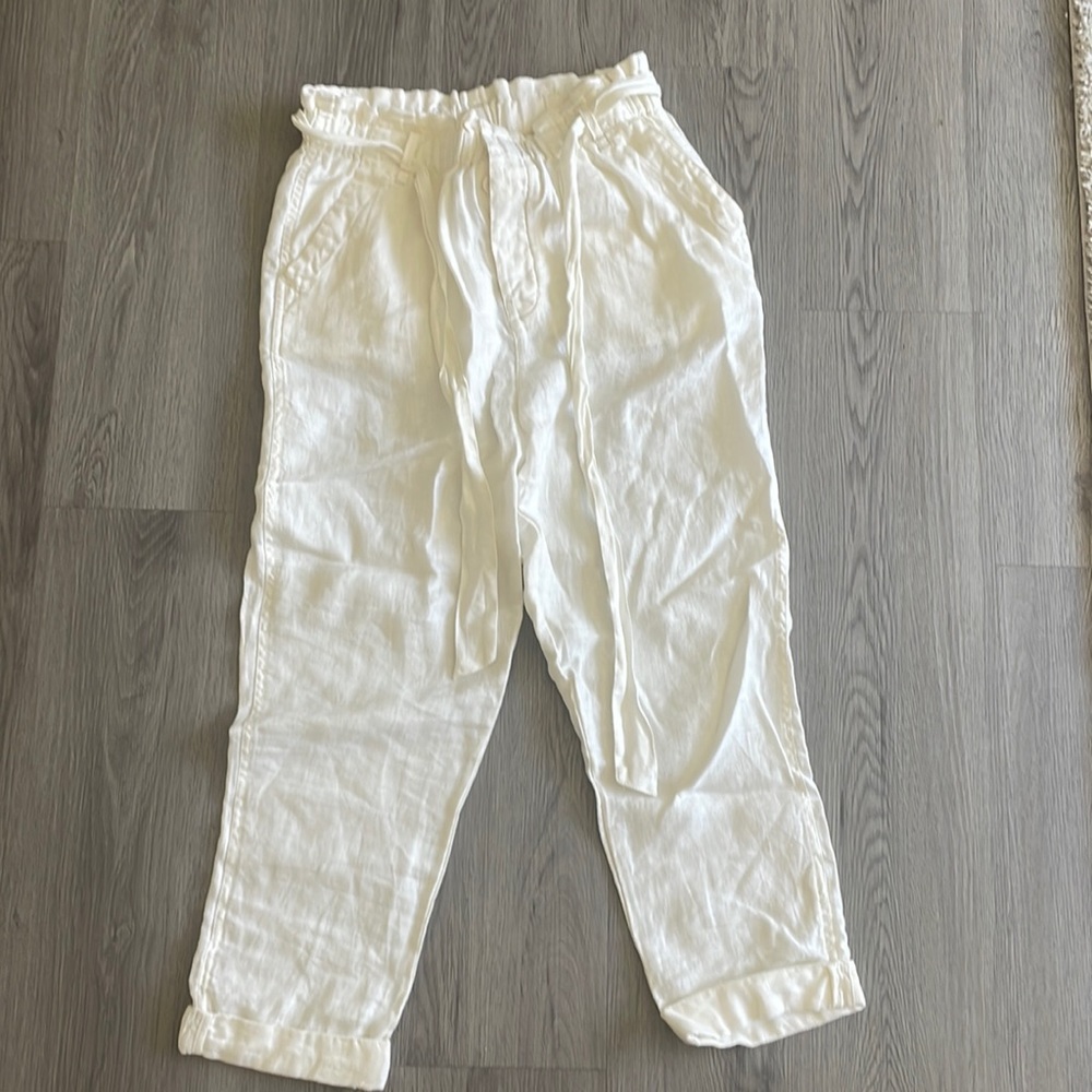 Free People White Linen Tie Pants SZ S